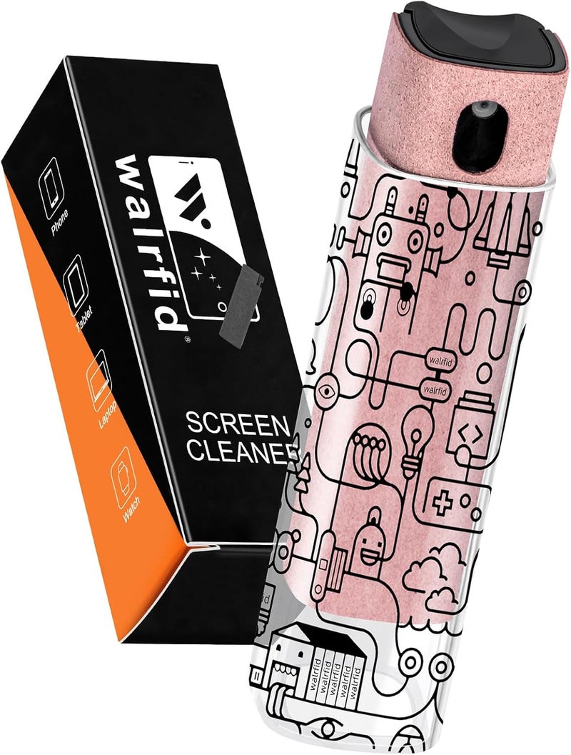 walrfid Graffiti Computer Screen Cleaner, Car Screen Cleaner Spray and Wipe, Electronic Cleaning Spray for Laptop iPad, iPhone, MacBook, TV, Monitor, Tablet Display, with Black Case - Pink - Image 1